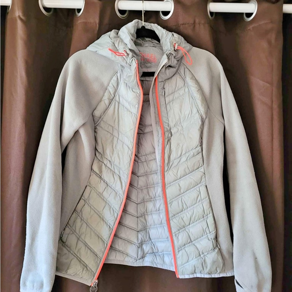 MICHAEL Michael Kors Gray and Pink Ski Jacket with Quilted Design